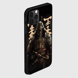 Чехол для iPhone 12 Pro Самурай и надписи, цвет: 3D-черный — фото 2