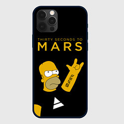 Чехол для iPhone 12 Pro 30 Seconds to Mars Гомер Симпсон рокер, цвет: 3D-черный