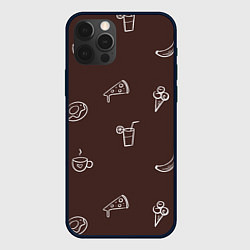 Чехол для iPhone 12 Pro Еда в минимализме на коричневом фоне, цвет: 3D-черный