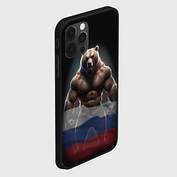 Чехол для iPhone 12 Pro Патриотичный медведь с российским флагом, цвет: 3D-черный — фото 2