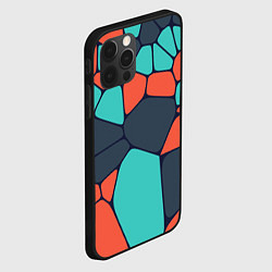 Чехол для iPhone 12 Pro Абстрактный паттерн из светло-синих, чёрный и оран, цвет: 3D-черный — фото 2