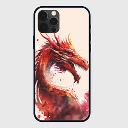 Чехол для iPhone 12 Pro Живописный красный дракон, цвет: 3D-черный