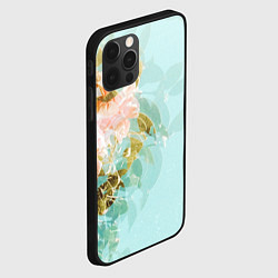 Чехол для iPhone 12 Pro Светло-синий цветочный паттерн, цвет: 3D-черный — фото 2