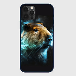 Чехол для iPhone 12 Pro Капибара и голубой дым, цвет: 3D-черный