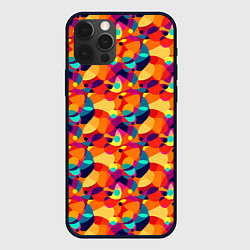 Чехол для iPhone 12 Pro Абстрактный узор из разноцветных окружностей, цвет: 3D-черный