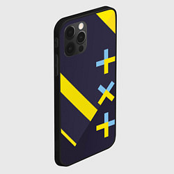 Чехол для iPhone 12 Pro TXT yellow geometry, цвет: 3D-черный — фото 2