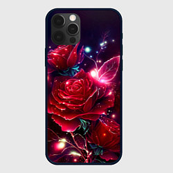 Чехол для iPhone 12 Pro Розы с огоньками, цвет: 3D-черный