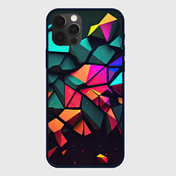 Чехол для iPhone 12 Pro Неоновые абстрактные камушки, цвет: 3D-черный