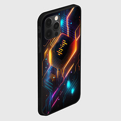 Чехол для iPhone 12 Pro Неоновая абстрактная электроцепь, цвет: 3D-черный — фото 2