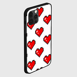 Чехол для iPhone 12 Pro Сердца в стиле пиксель-арт, цвет: 3D-черный — фото 2