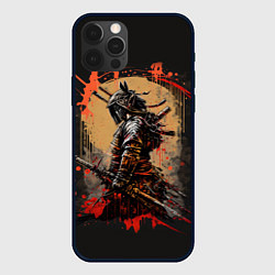 Чехол для iPhone 12 Pro Самурай - брызги красок, цвет: 3D-черный