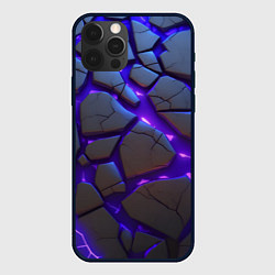 Чехол для iPhone 12 Pro Неоновые трещины - яркая лава, цвет: 3D-черный