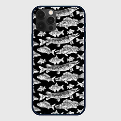 Чехол для iPhone 12 Pro Городской паттерн о рыбалке, цвет: 3D-черный
