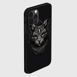 Чехол для iPhone 12 Pro Чёрно-белый орнамент кота, цвет: 3D-черный — фото 2