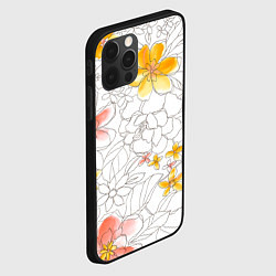 Чехол для iPhone 12 Pro Нарисованный цветы - светлый, цвет: 3D-черный — фото 2