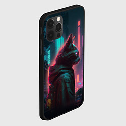 Чехол для iPhone 12 Pro Кот в киберпанке, цвет: 3D-черный — фото 2