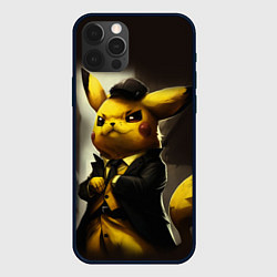 Чехол для iPhone 12 Pro Пикачу в строгом костюме, цвет: 3D-черный