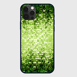 Чехол iPhone 12 Pro Геометрическое зелёное искажение в пространстве