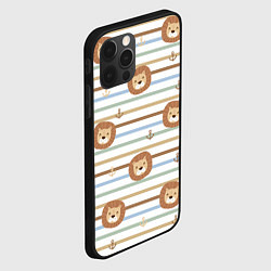 Чехол для iPhone 12 Pro Лев и якори: полосы - паттерн, цвет: 3D-черный — фото 2