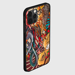 Чехол для iPhone 12 Pro Иредзуми: демон и дракон, цвет: 3D-черный — фото 2