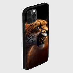Чехол для iPhone 12 Pro Гепард рычащий, цвет: 3D-черный — фото 2