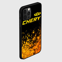 Чехол для iPhone 12 Pro Chery - gold gradient: символ сверху, цвет: 3D-черный — фото 2