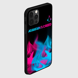 Чехол для iPhone 12 Pro Assassins Creed - neon gradient: символ сверху, цвет: 3D-черный — фото 2