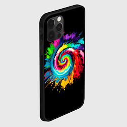 Чехол для iPhone 12 Pro Тай-дай разноцветная спираль, цвет: 3D-черный — фото 2