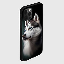 Чехол для iPhone 12 Pro Собака Хаски с голубыми глазами, цвет: 3D-черный — фото 2
