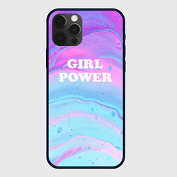 Чехол для iPhone 12 Pro Girl power fluid art, цвет: 3D-черный