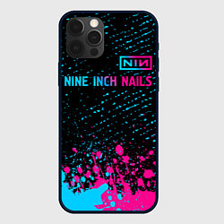 Чехол для iPhone 12 Pro Nine Inch Nails - neon gradient: символ сверху, цвет: 3D-черный