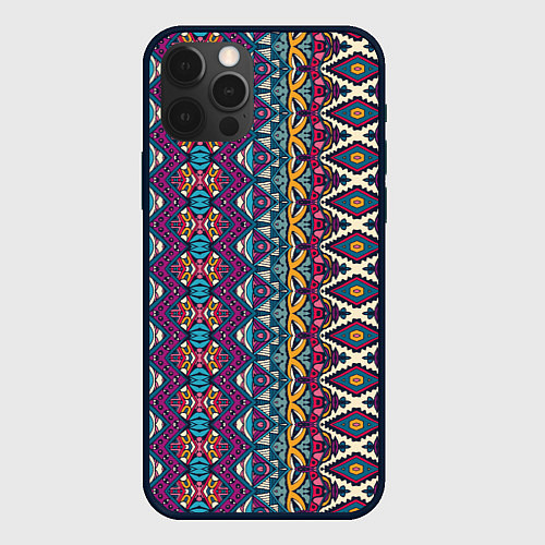 Чехол iPhone 12 Pro Мексиканский орнамент / 3D-Черный – фото 1