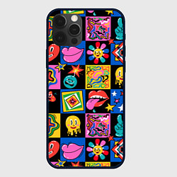 Чехол для iPhone 12 Pro Funny cartoon characters, цвет: 3D-черный