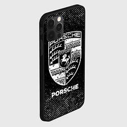 Чехол для iPhone 12 Pro Porsche с потертостями на темном фоне, цвет: 3D-черный — фото 2