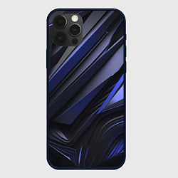 Чехол для iPhone 12 Pro Объемные черные и синие плиты, цвет: 3D-черный
