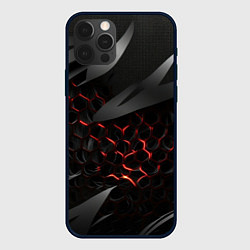 Чехол для iPhone 12 Pro Black and red abstract, цвет: 3D-черный