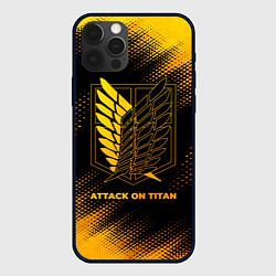 Чехол для iPhone 12 Pro Attack on Titan - gold gradient, цвет: 3D-черный