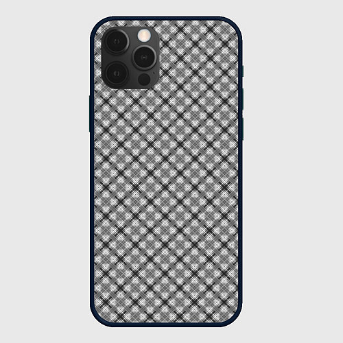 Чехол iPhone 12 Pro Серый узор в косую клетку / 3D-Черный – фото 1