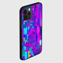 Чехол для iPhone 12 Pro Шестиугольники неонового цвета, цвет: 3D-черный — фото 2
