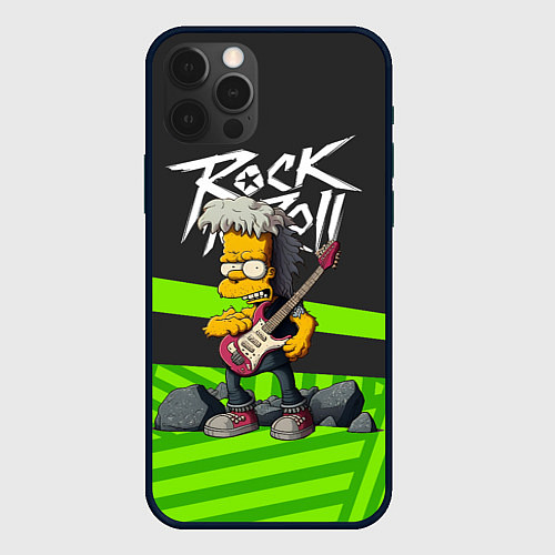 Чехол iPhone 12 Pro Rock music Simpsons / 3D-Черный – фото 1