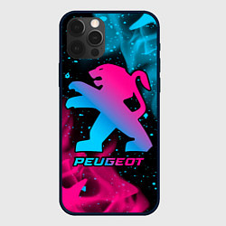 Чехол для iPhone 12 Pro Peugeot - neon gradient, цвет: 3D-черный