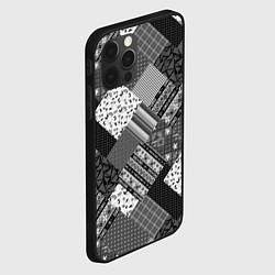 Чехол для iPhone 12 Pro Черно белый лоскутный узор, цвет: 3D-черный — фото 2