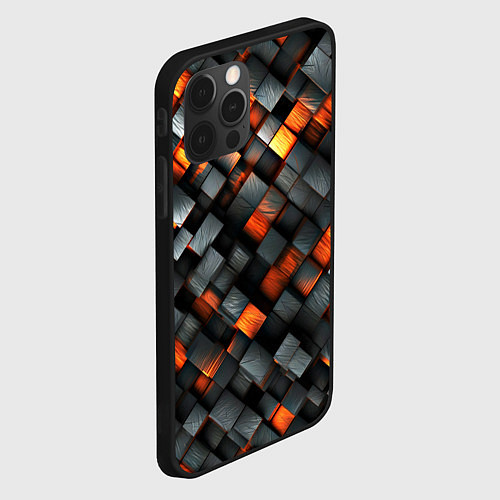 Чехол iPhone 12 Pro Раскаленные блоки паттерн / 3D-Черный – фото 2