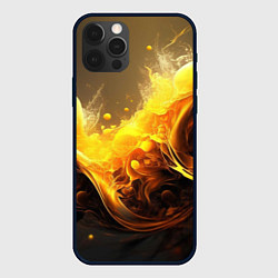 Чехол для iPhone 12 Pro Золотые волны, цвет: 3D-черный