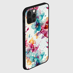 Чехол для iPhone 12 Pro Орхидеи акварельные брызги - паттерн, цвет: 3D-черный — фото 2