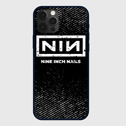 Чехол для iPhone 12 Pro Nine Inch Nails с потертостями на темном фоне, цвет: 3D-черный