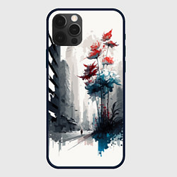 Чехол для iPhone 12 Pro Московская улица и цветы - коллекция Бело-сине-кра, цвет: 3D-черный