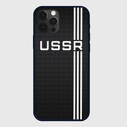 Чехол для iPhone 12 Pro USSR carbon, цвет: 3D-черный
