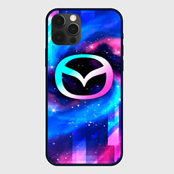 Чехол для iPhone 12 Pro Mazda неоновый космос, цвет: 3D-черный