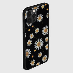 Чехол для iPhone 12 Pro Белые ромашки на черном фоне, цвет: 3D-черный — фото 2
